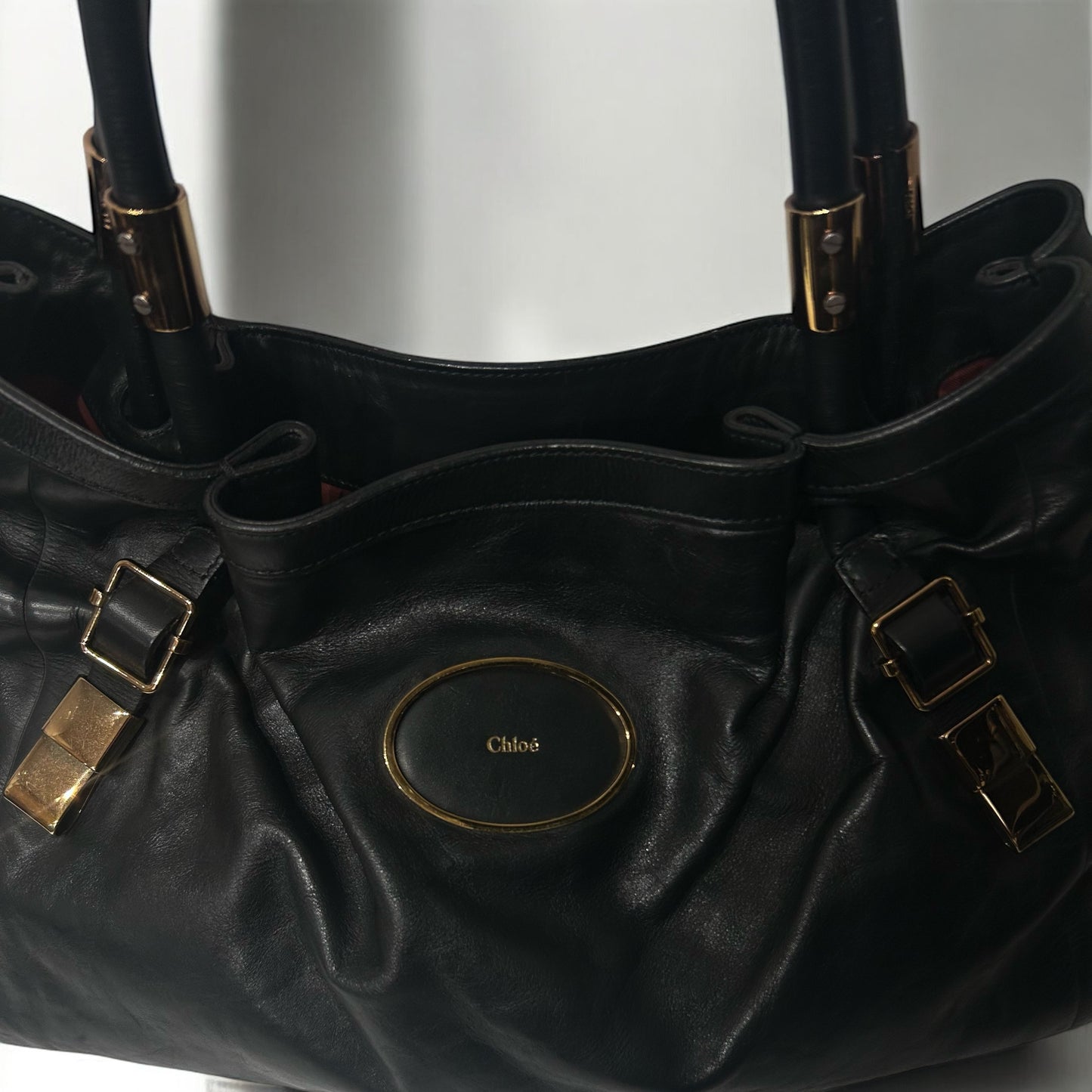 Vintage Chloé Black Leather Tote Bag