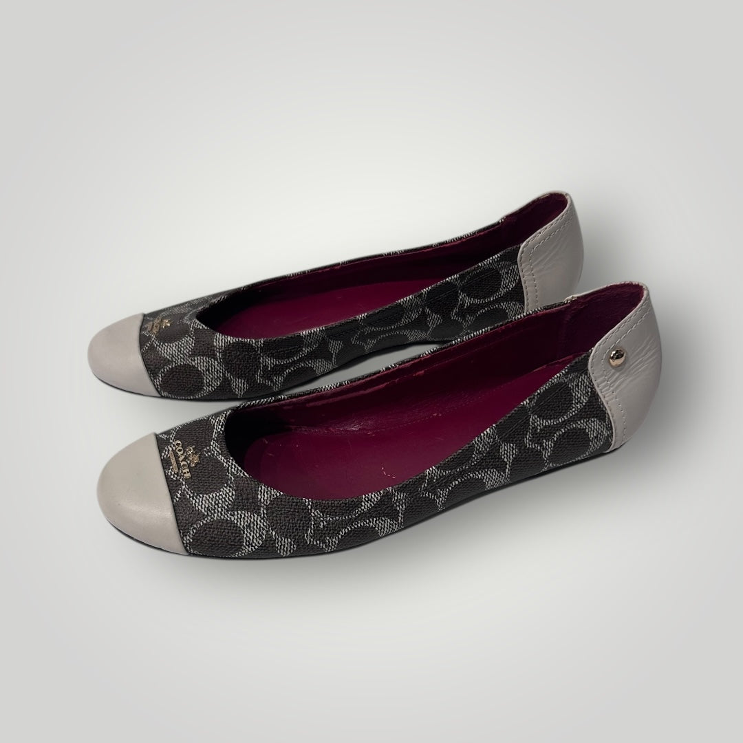 Coach Signature Canvas & Leather Ballet Flats