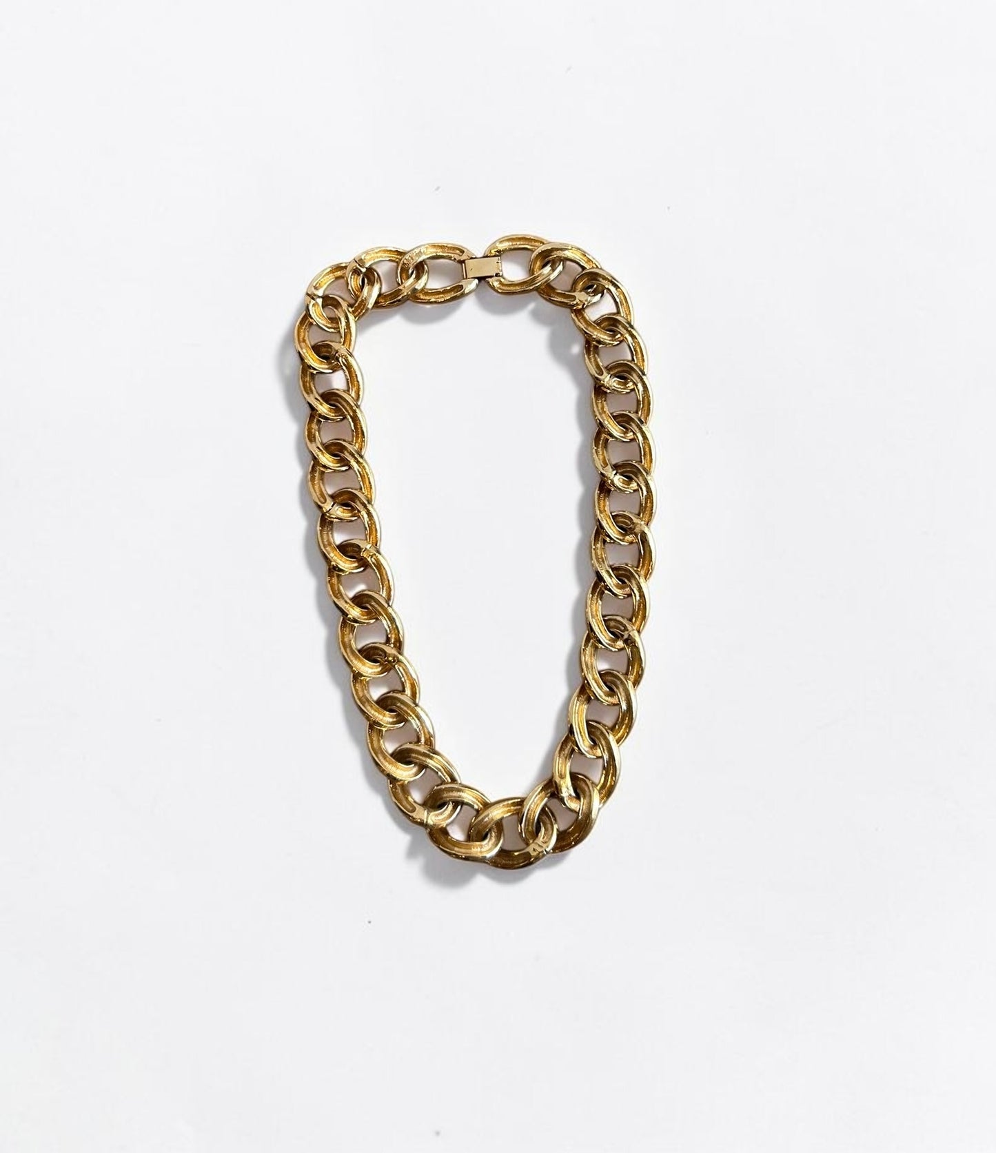 Vintage Gold-Plated Statement Chain Necklace with Crystal Accents| Late 80s