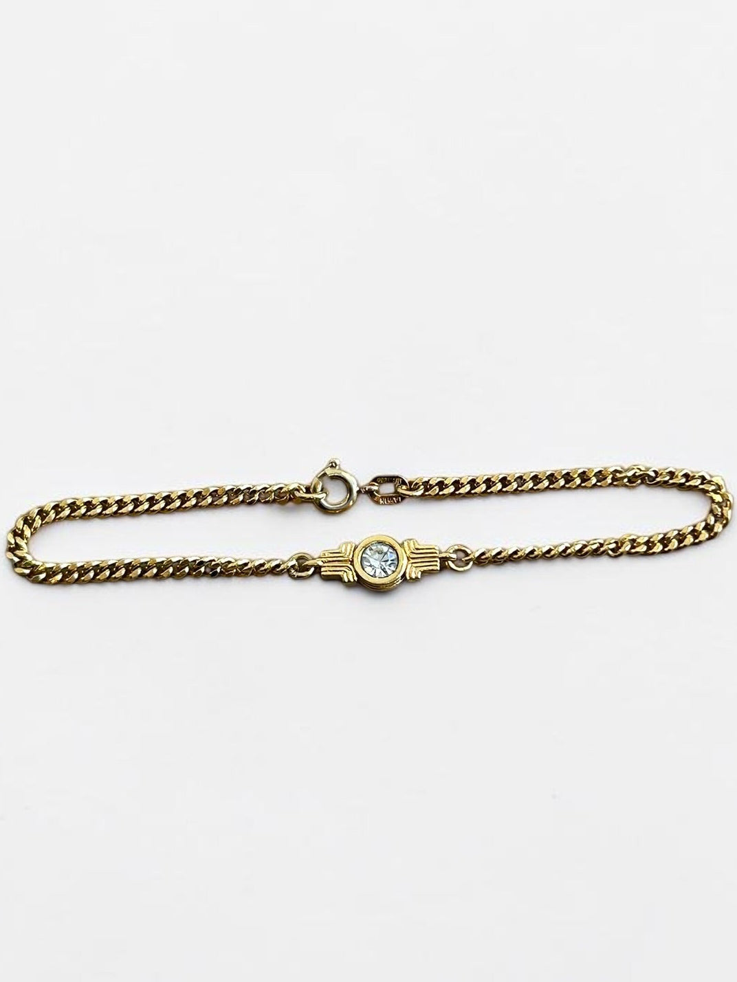 Lanvin Gold Plated Bracelet with Crystal Detail|90s