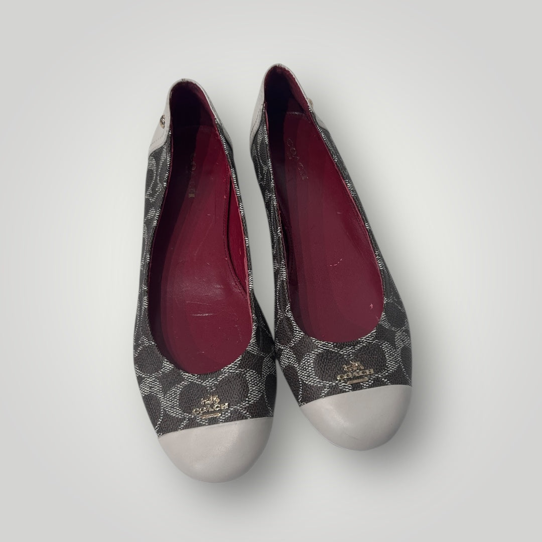 Coach Signature Canvas & Leather Ballet Flats