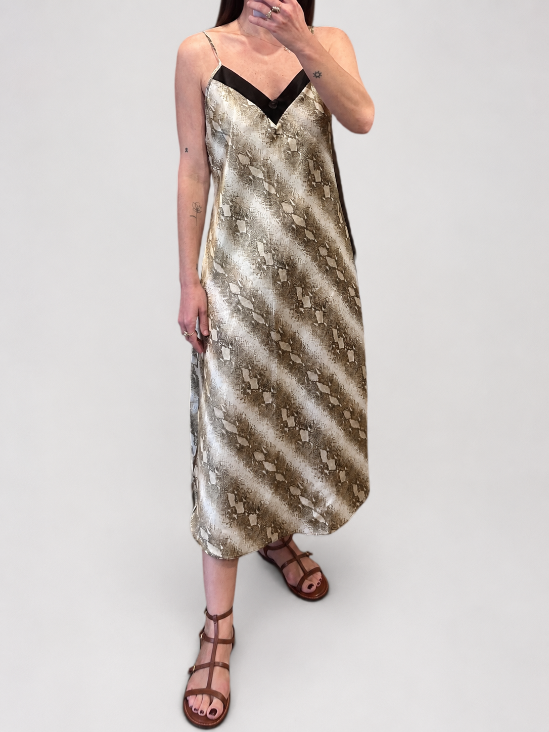Vintage Maidenform Snake Print Satin Slip Dress | Early 2000s