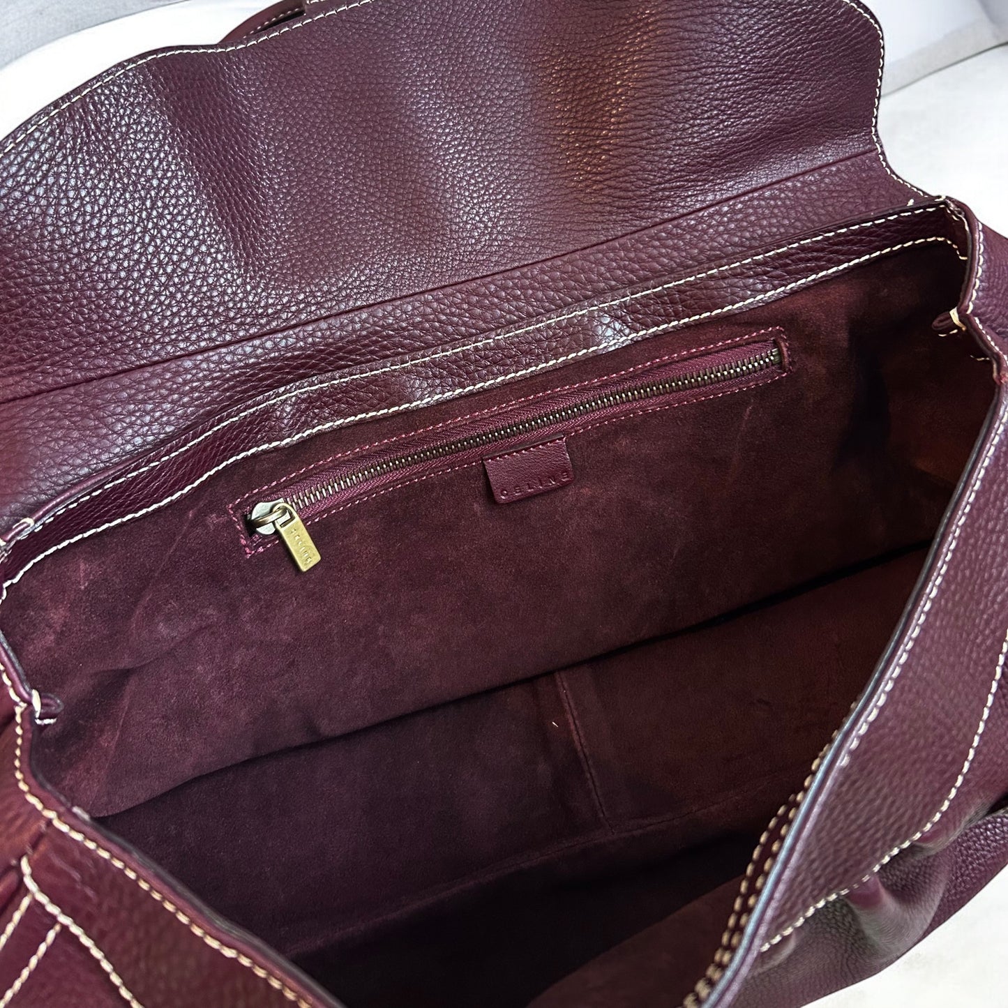 Vintage Céline Burgundy Leather Buckle Bag