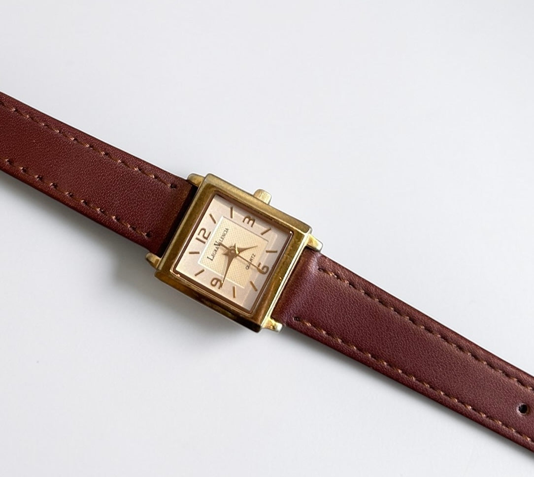 Vintage Legra Valencia Gold Plated Square Watch |1990s