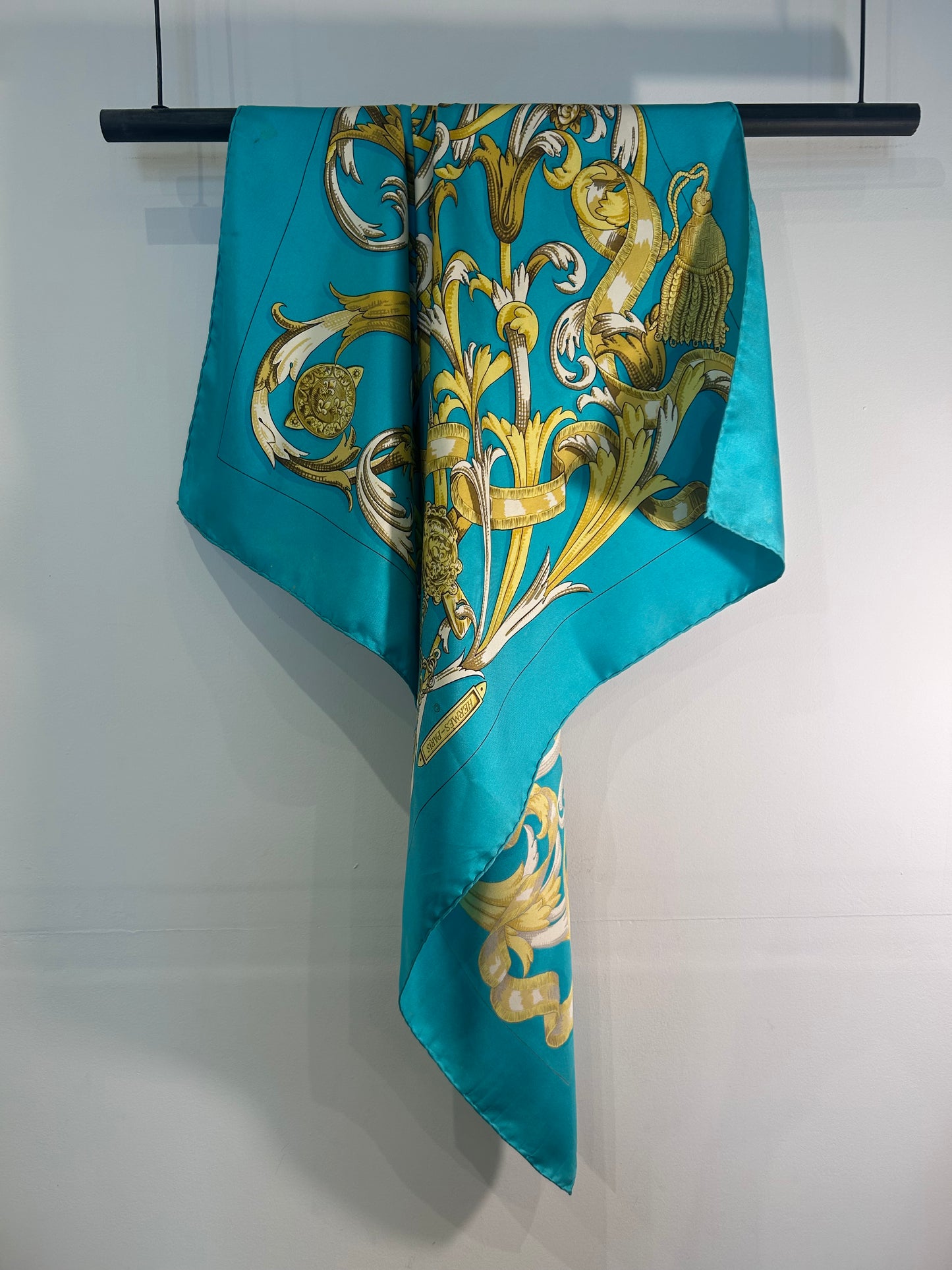Vintage Hermès “Le Mors à la Connétable” Silk Scarf – Turquoise | Mid 1980s