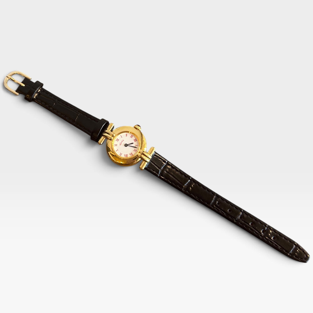 Vintage Clochette Gold-Tone Leather Strap Watch | 1990s