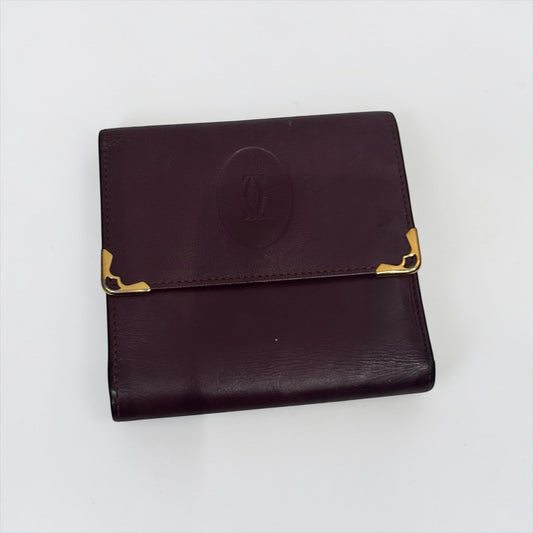 Vintage Cartier Bordeaux Leather Wallet| 1980s