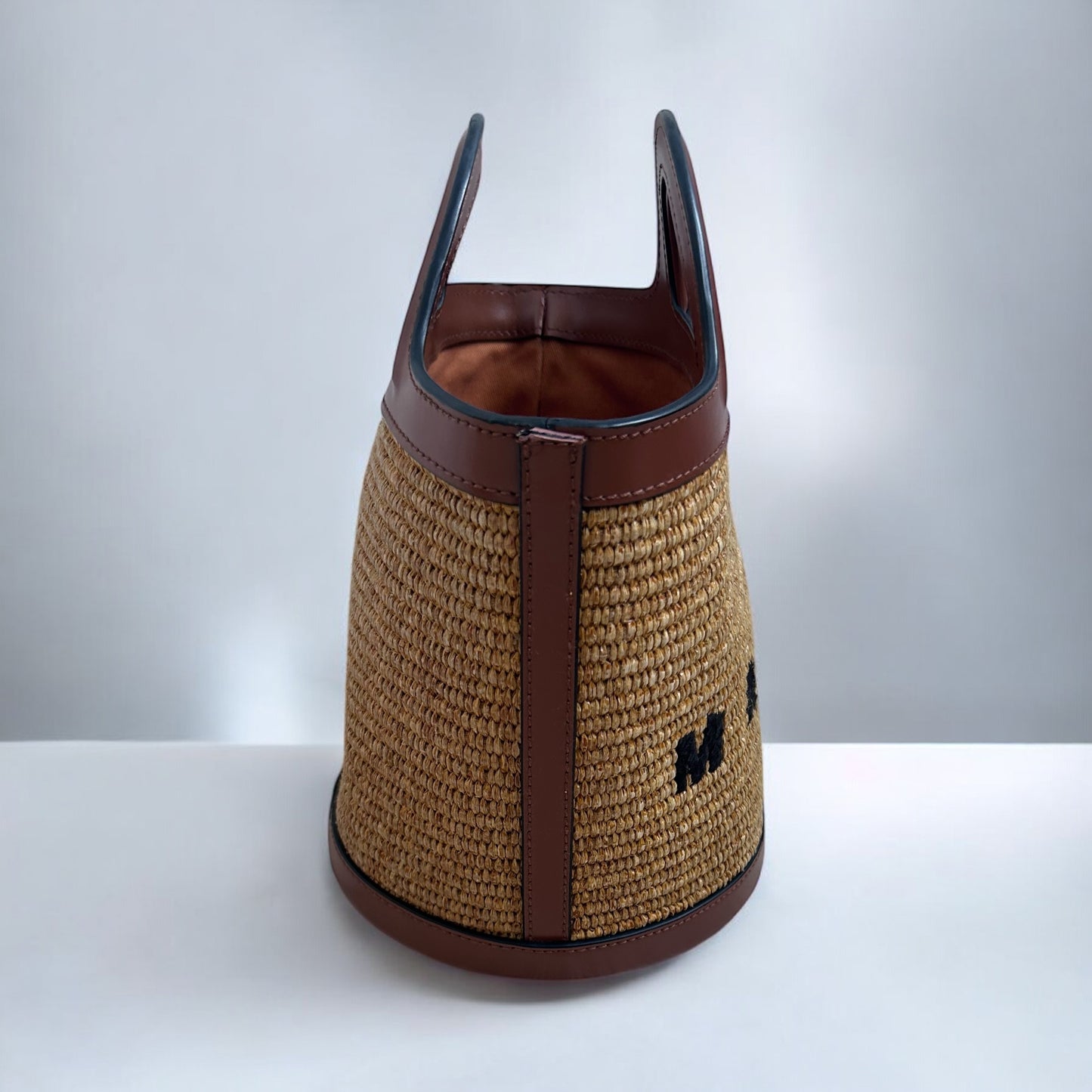 Marni Raffia & Leather Logo Tote Bag