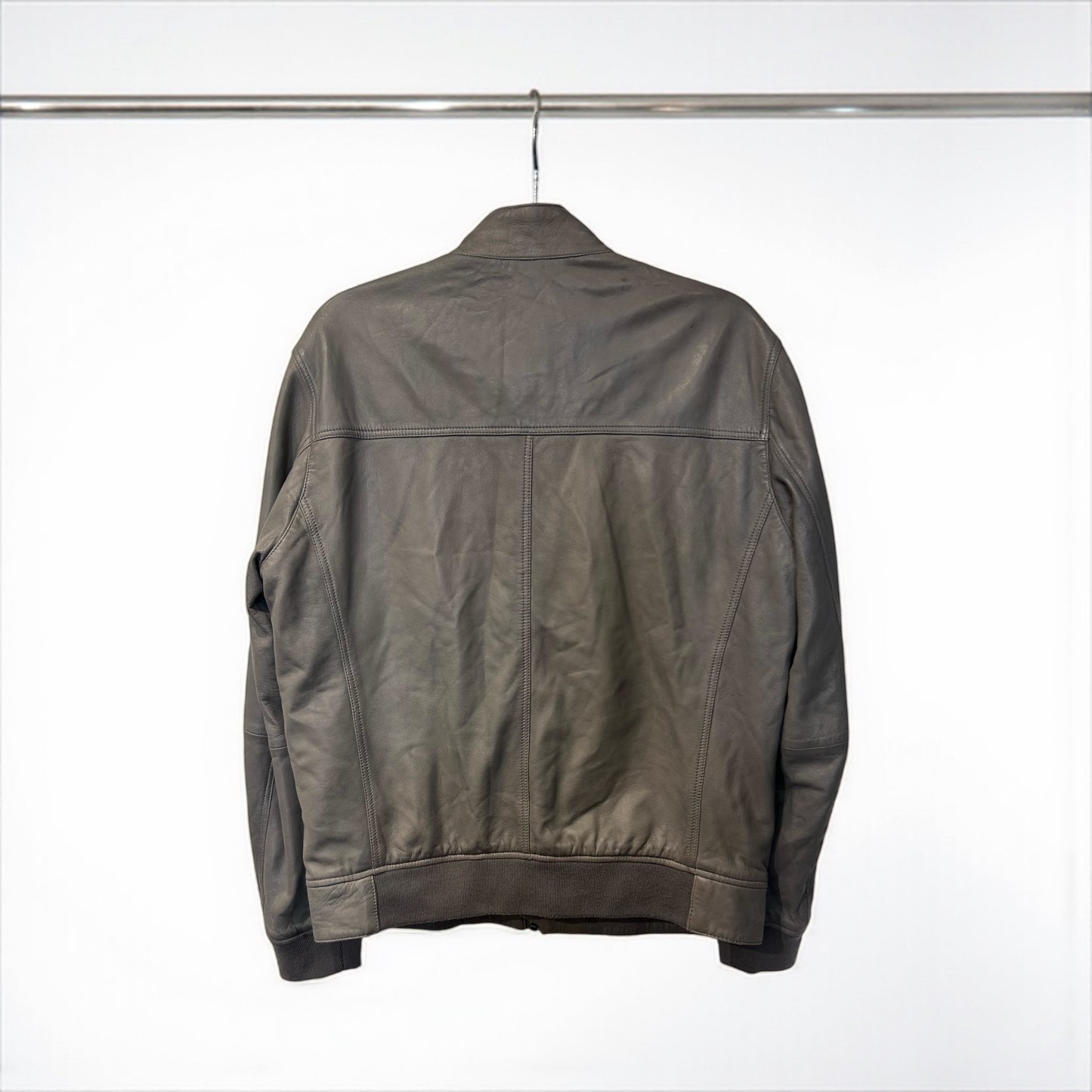 Massimo Dutti Leather Bomber Jacket