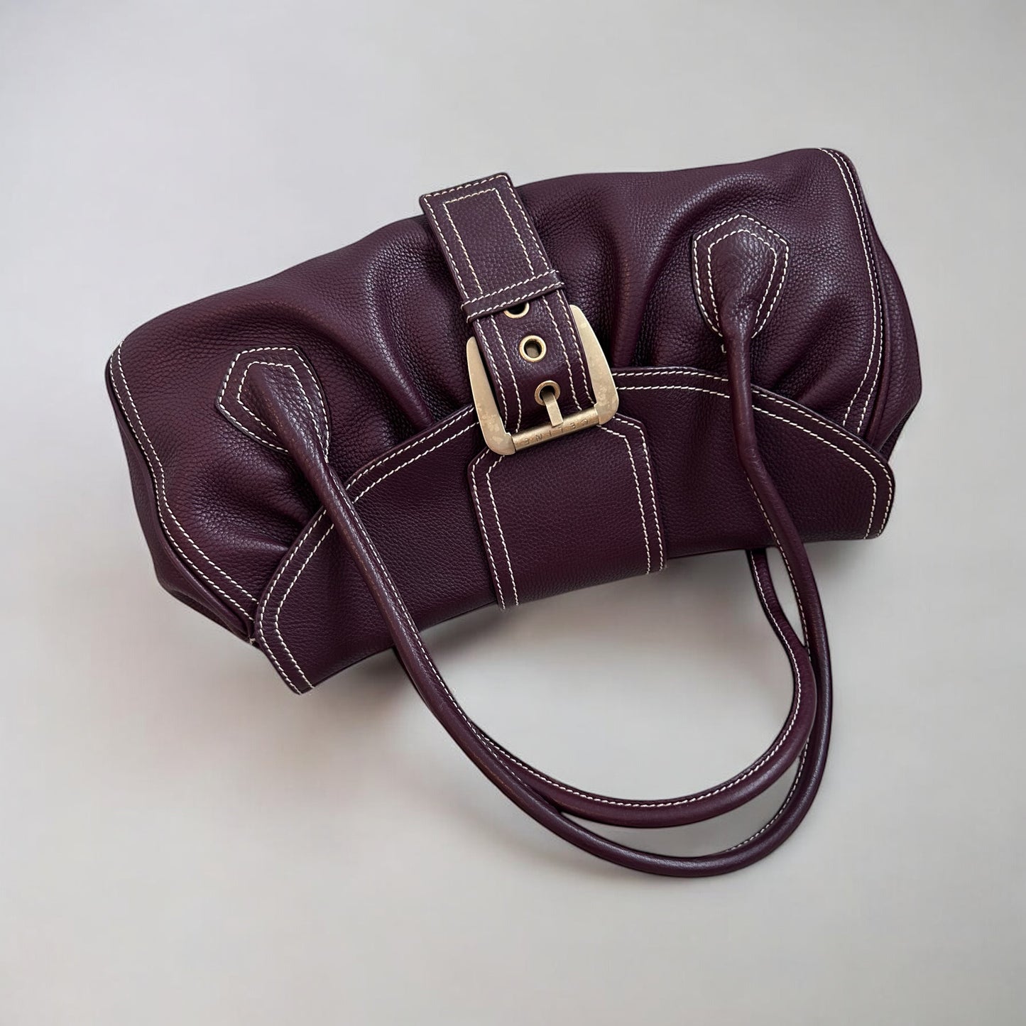 Vintage Céline Burgundy Leather Buckle Bag