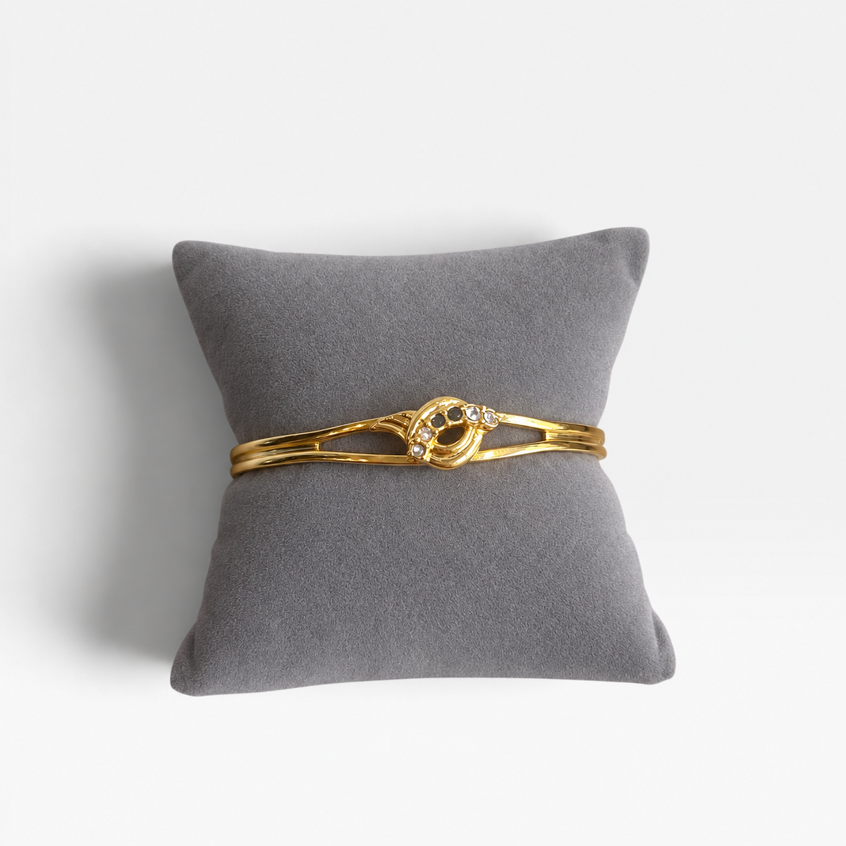 Vintage Gold-Plated Crystal Cuff Bracelet | 1990s
