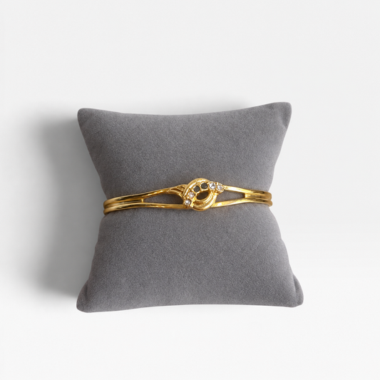Vintage Gold-Plated Crystal Cuff Bracelet | 1990s