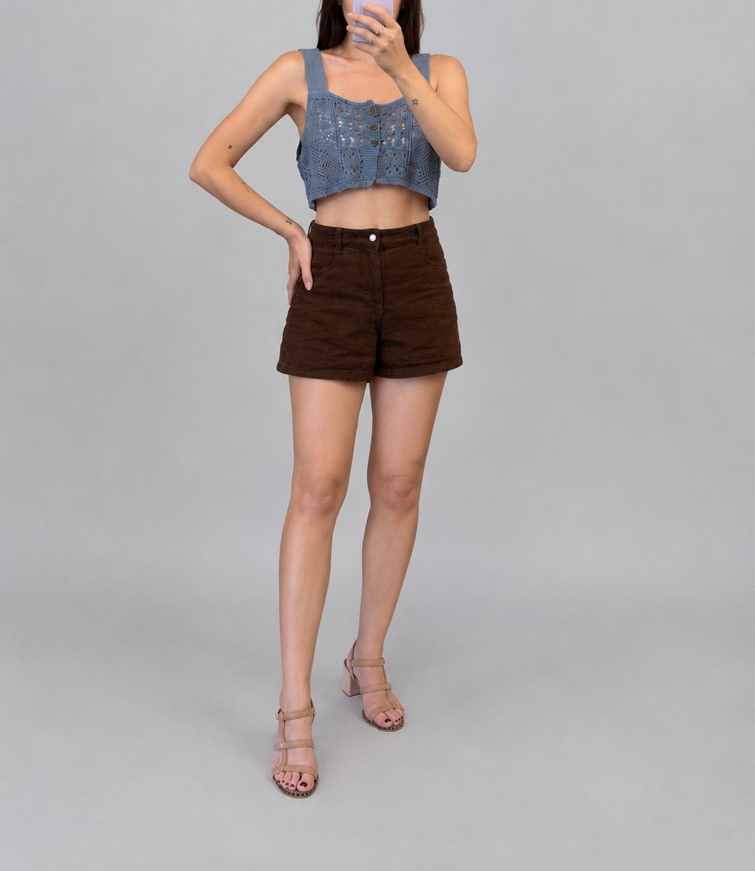 Samansa Mos2 Crochet Knit Crop Top
