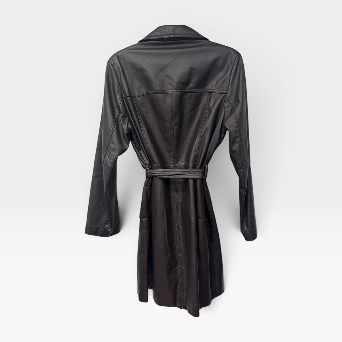 Vintage S.K Leather Brown Leather Trench Coat | Late 1990s