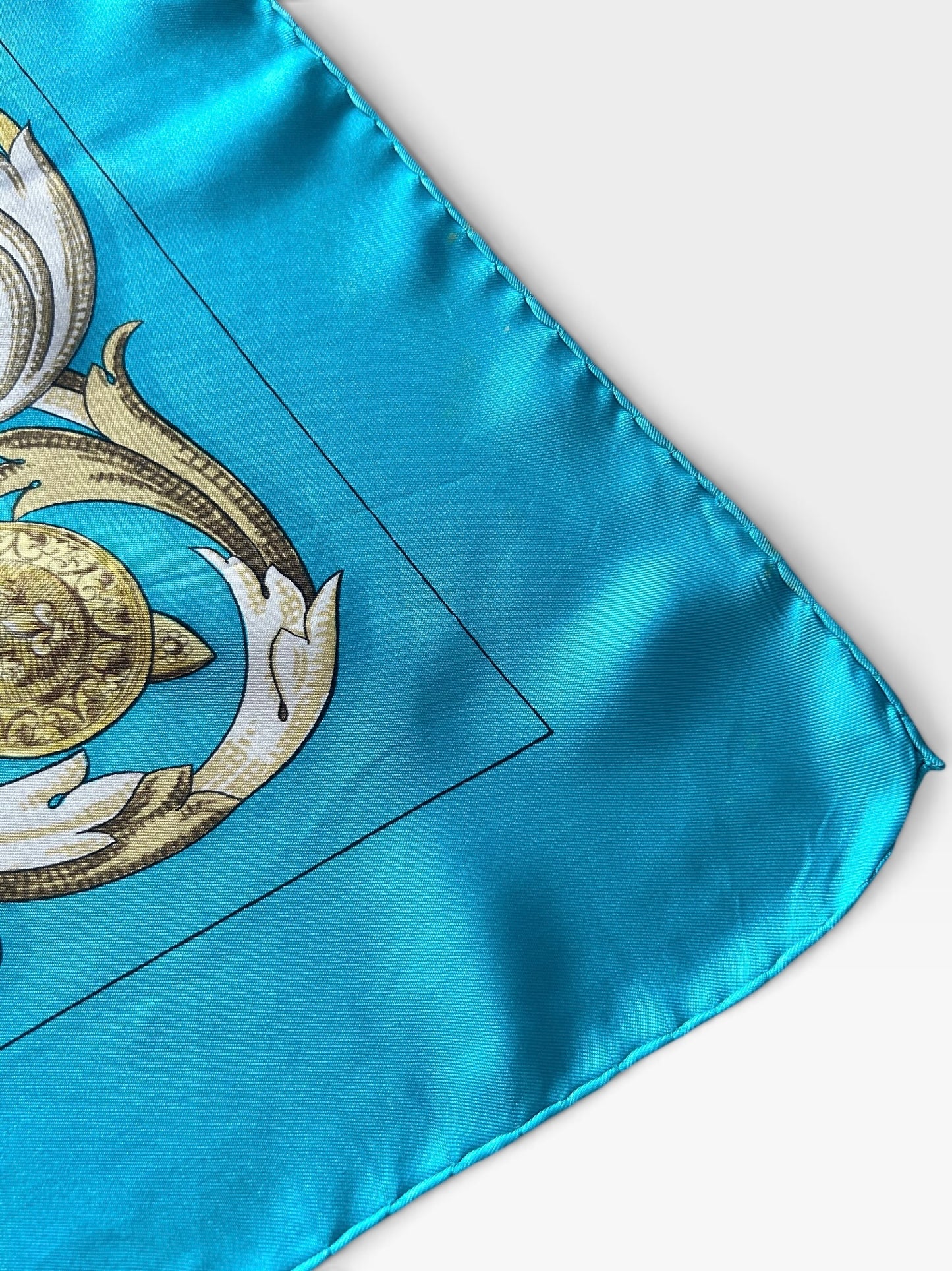 Vintage Hermès “Le Mors à la Connétable” Silk Scarf – Turquoise | Mid 1980s