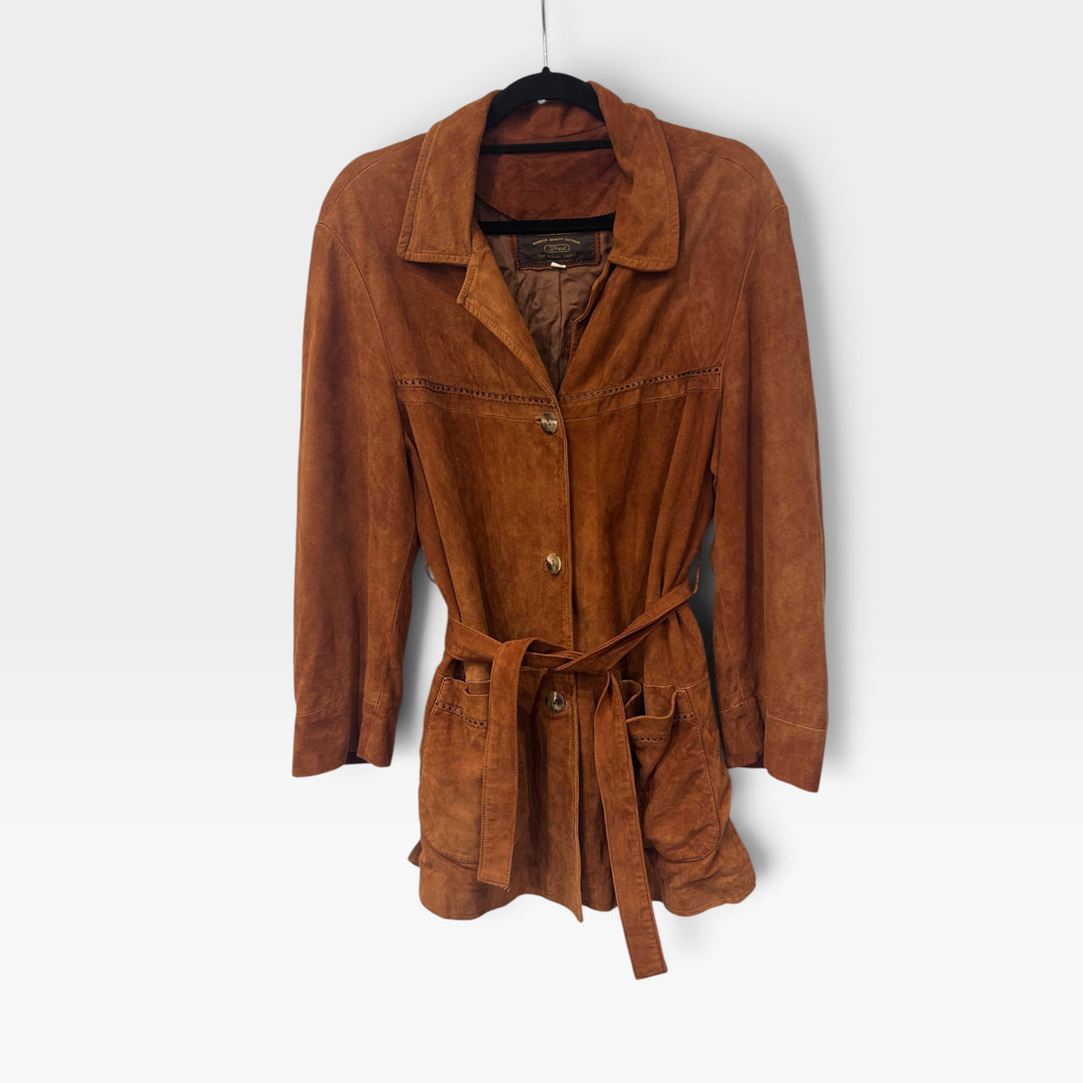 Vintage Cognac Suede Belted Jacket | 1990s
