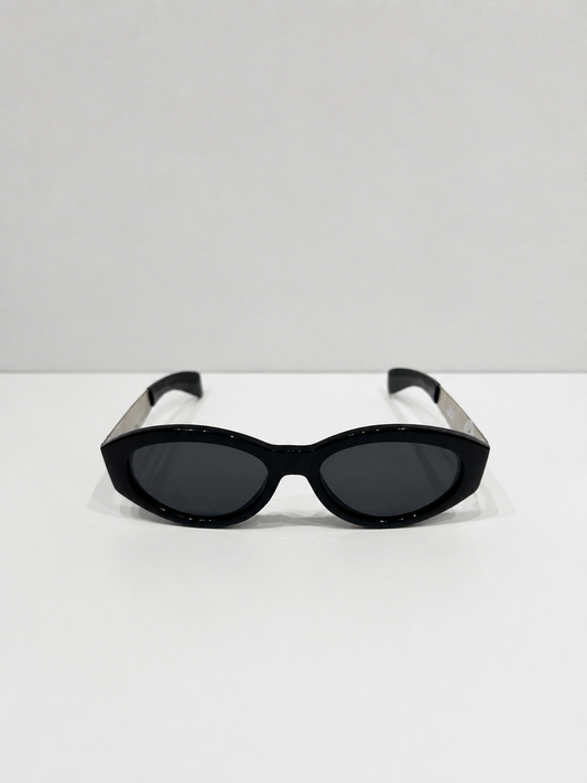 Vintage Gianni Versace Oval Sunglasses with Brushed Metal Temples | Late 1990s