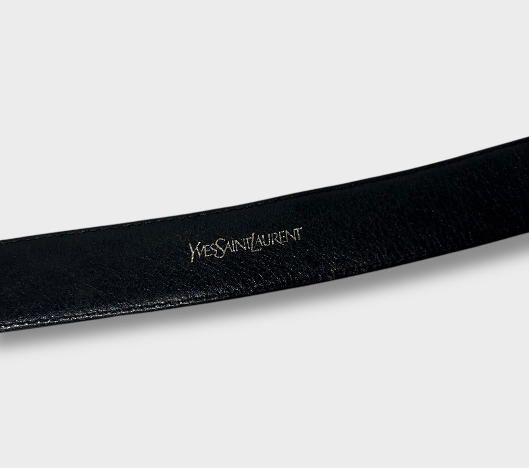 Vintage Yves Saint Laurent Black Textured Leather Belt