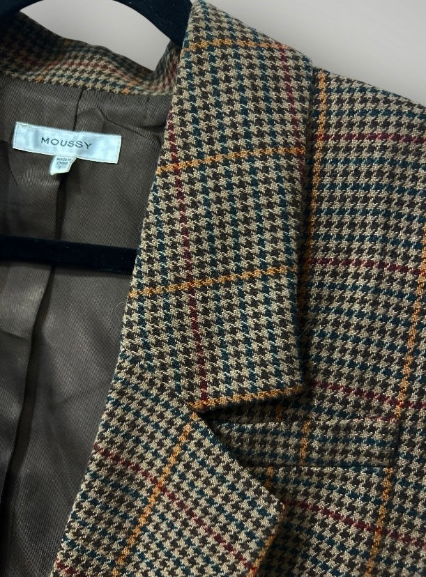 MOUSSY Check Blazer – Wool Blend
