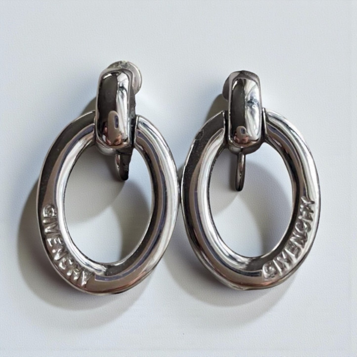 Givenchy Vintage Silver Oval Link Earrings
