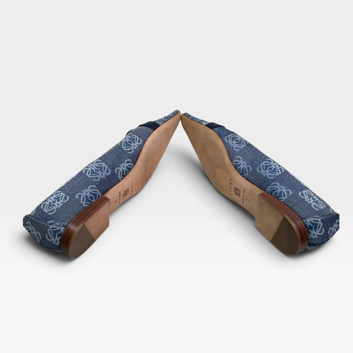 Vintage Loewe Anagram Monogram Buckle Flats | Early 2000s