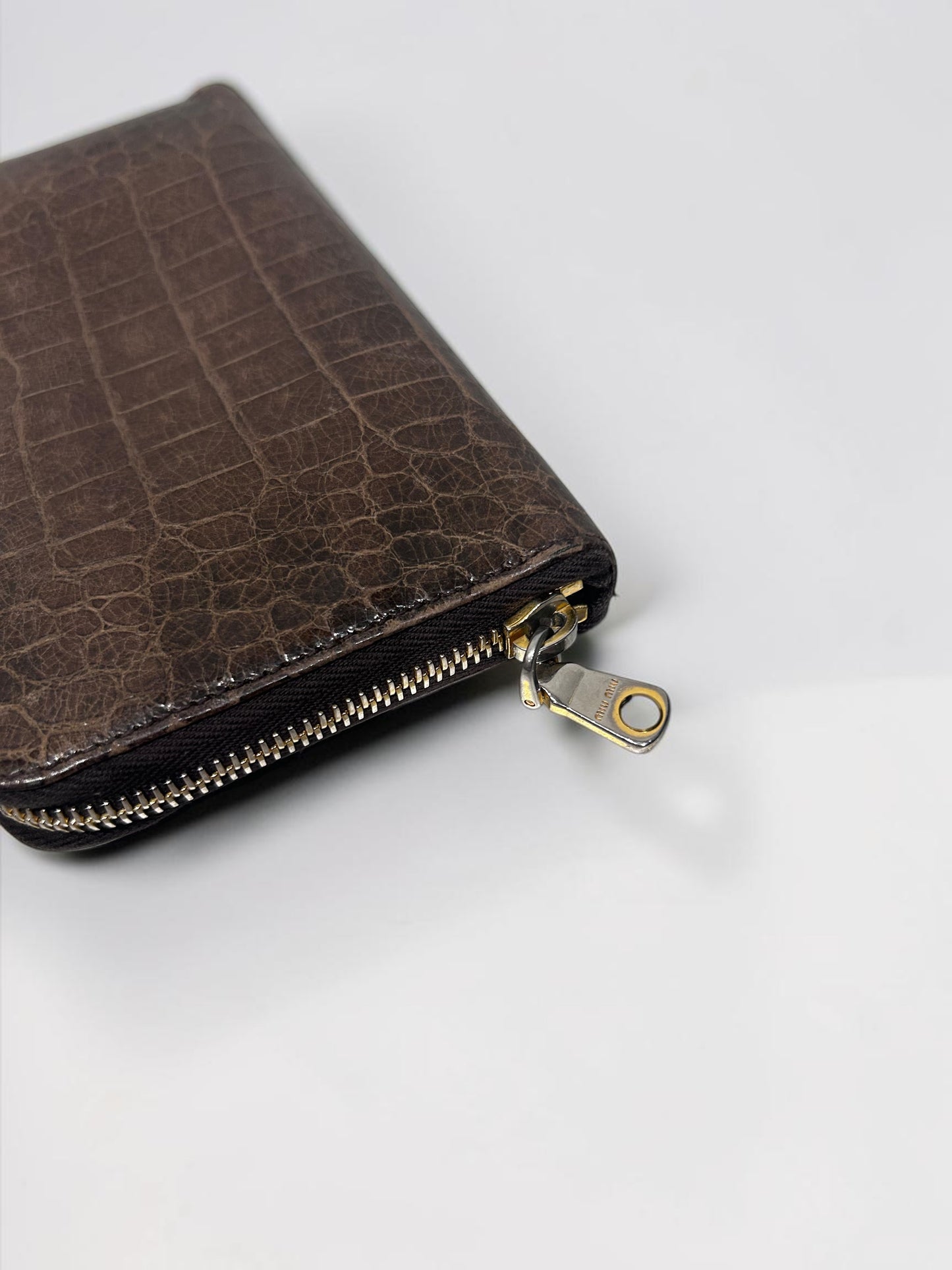 Miu Miu Croc-Embossed Leather Zip Around Wallet |Early 2000s