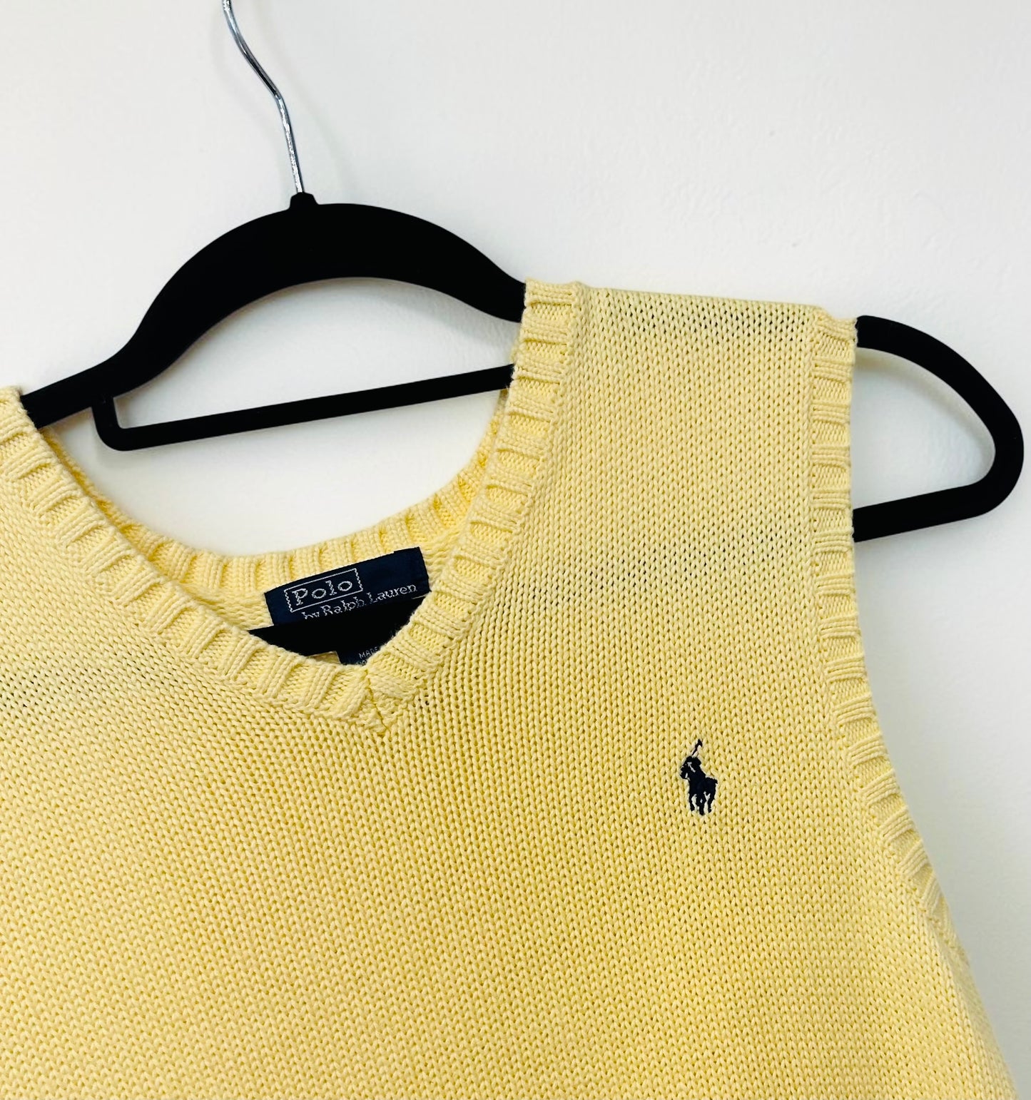 Vintage Polo Ralph Lauren Cotton Yellow Knit Vest |Early 2000s