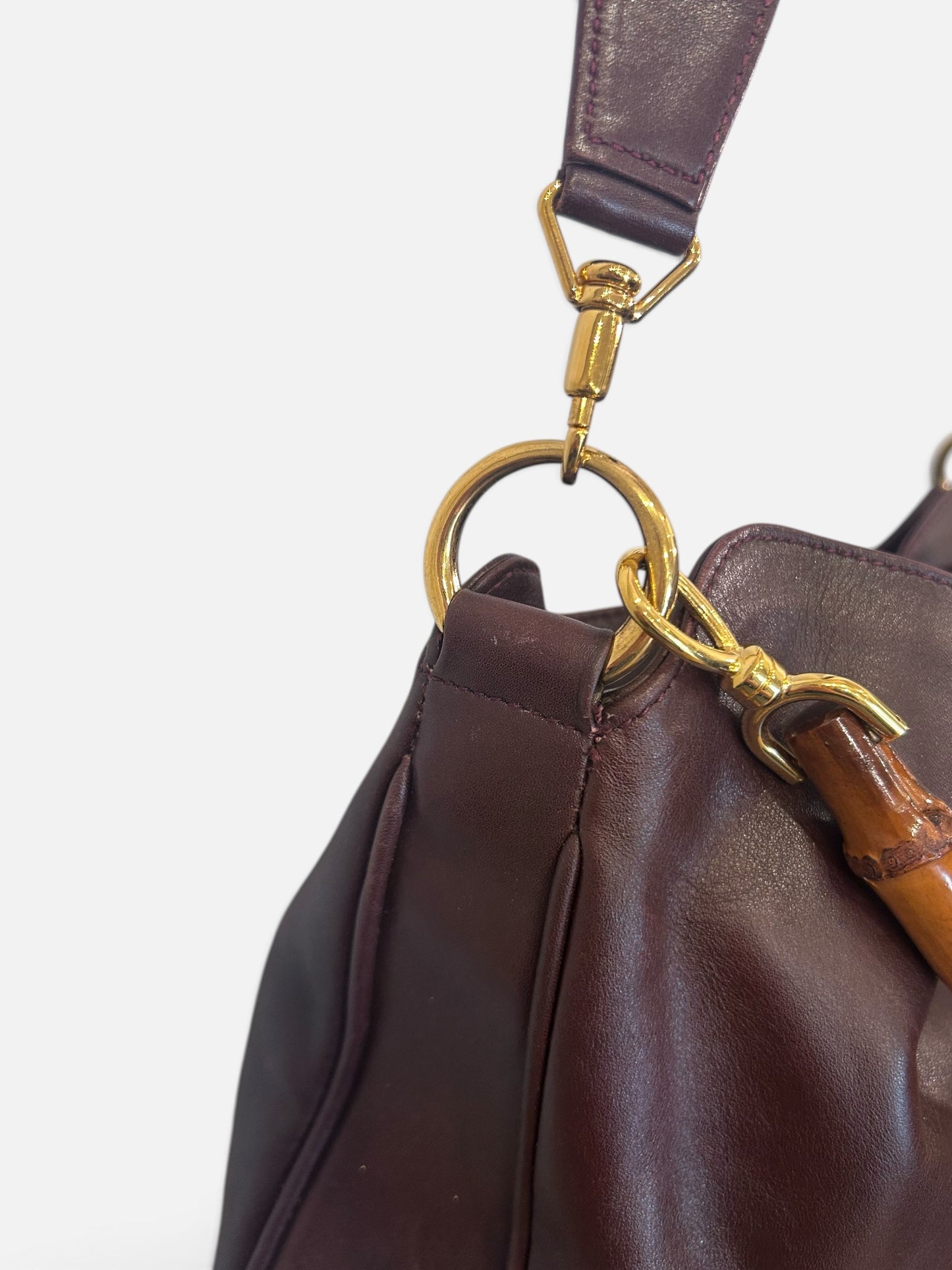 Vintage Gucci Bamboo Leather Bag |Tom Ford Era, Early 2000s