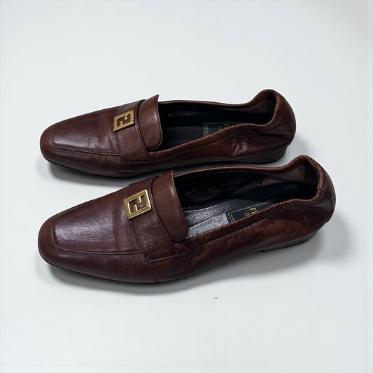 1990 Fendi Brown Leather Loafers