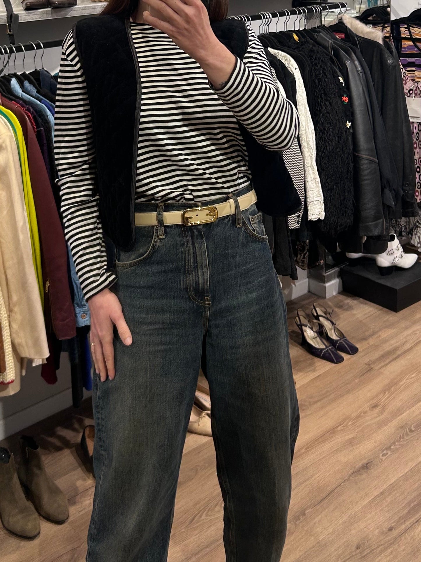 Vintage Gucci Interlocking Buckle Leather Belt| Late 1990