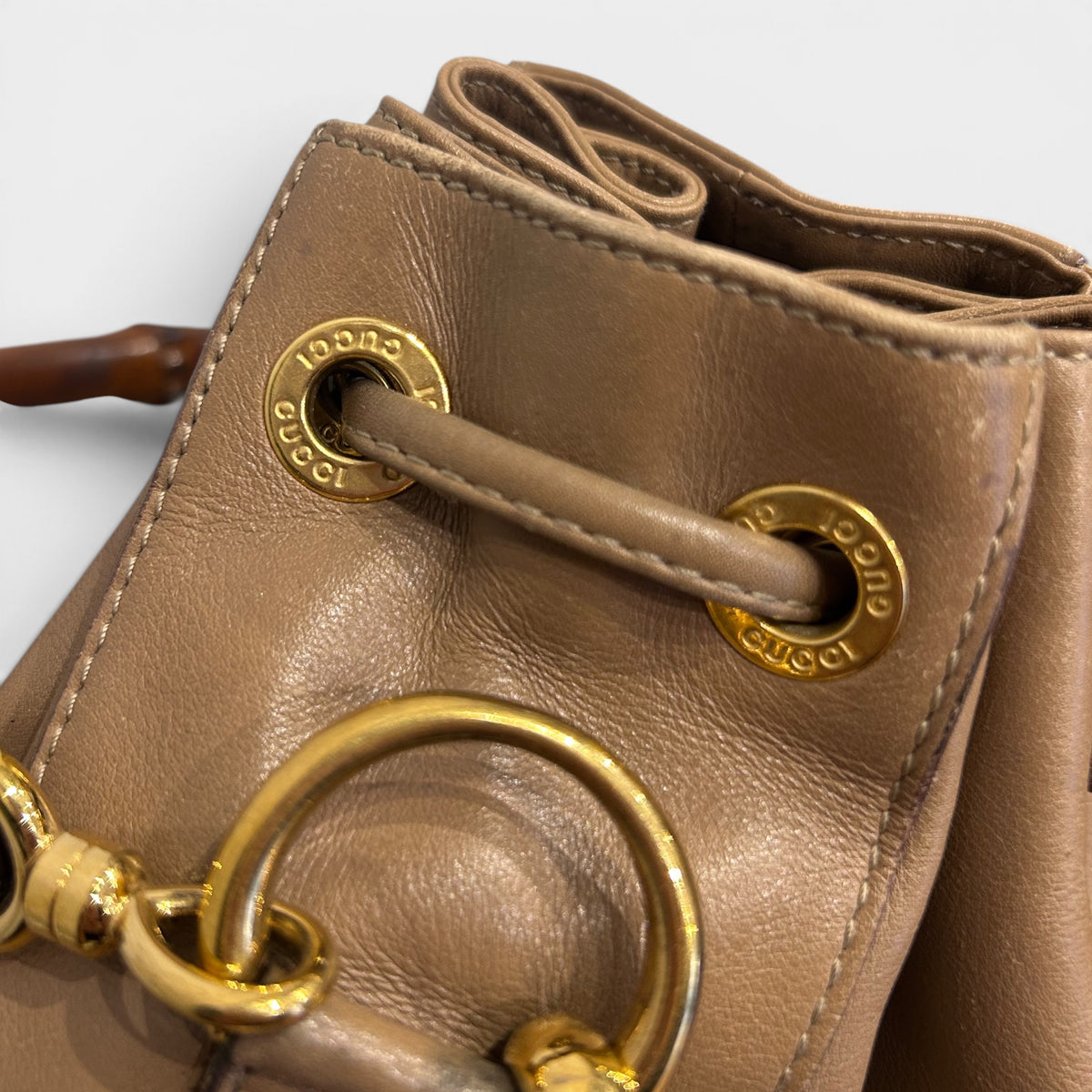 Vintage Gucci Leather Bamboo Handle Bucket Bag | Late 1990s–Early 2000s,Tom Ford Era