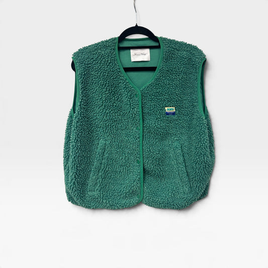 American Vintage Green Teddy Fleece Vest