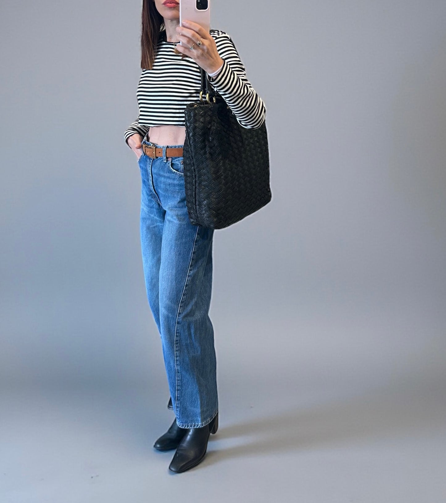 Vintage Miu Miu Woven Leather Tote Bag