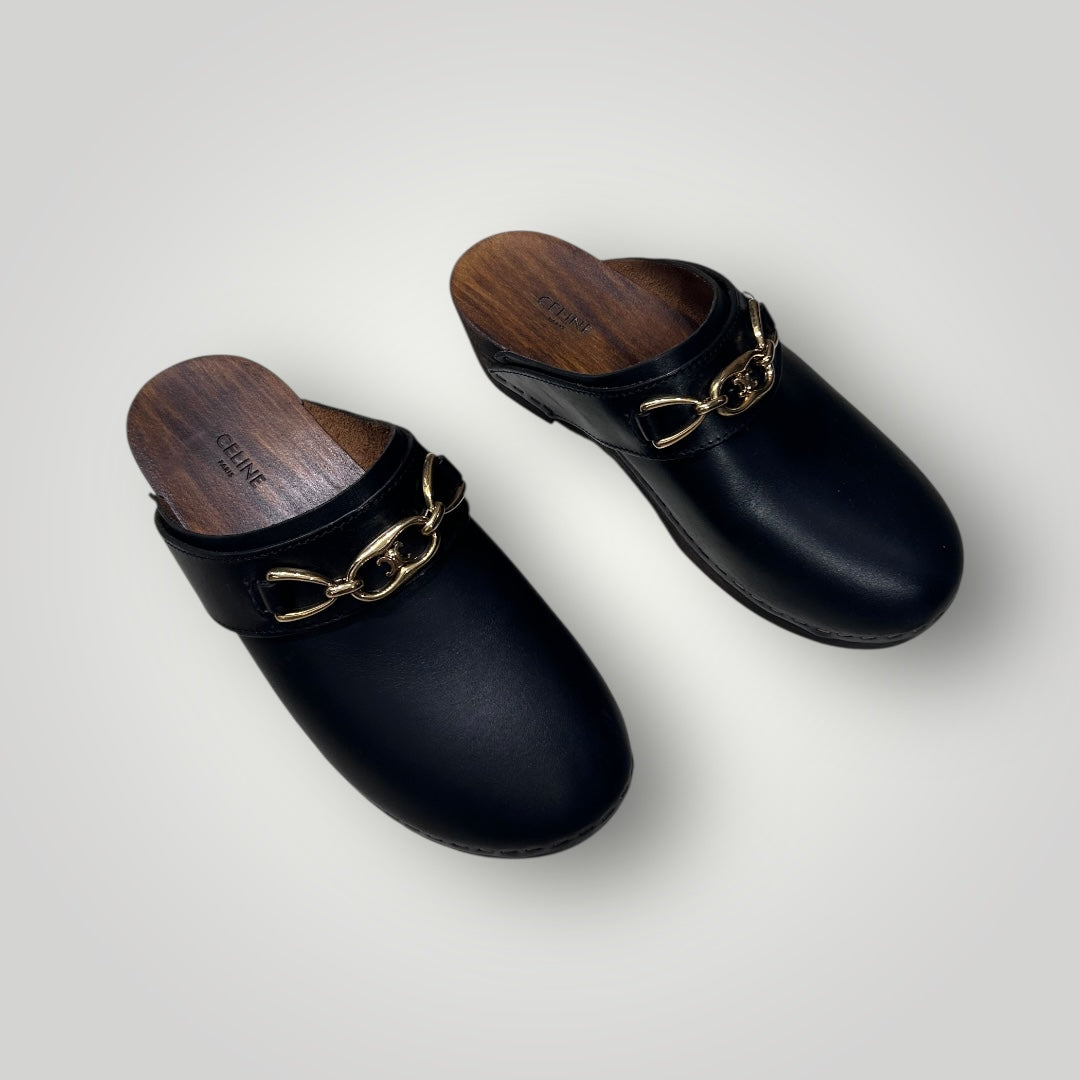 CELINE Les Bois Chain Clogs