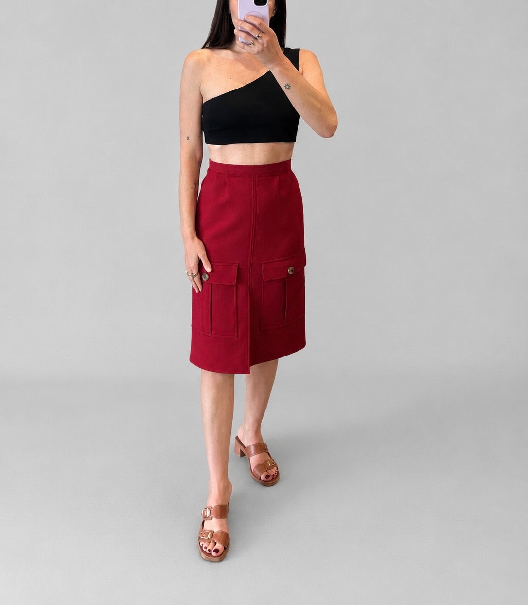 Chloé Burgundy Cargo Midi Skirt | Fall 2019 Collection