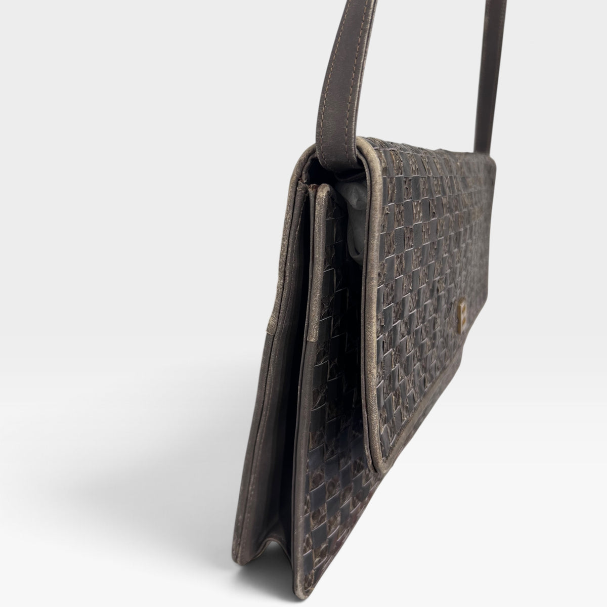 Vintage Fendi Woven Leather Shoulder Bag | Late 1980s