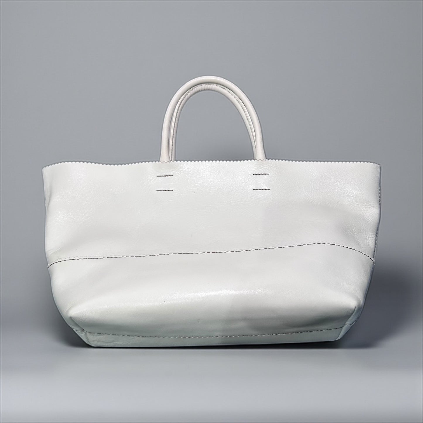 Vintage White Leather Tote Bag