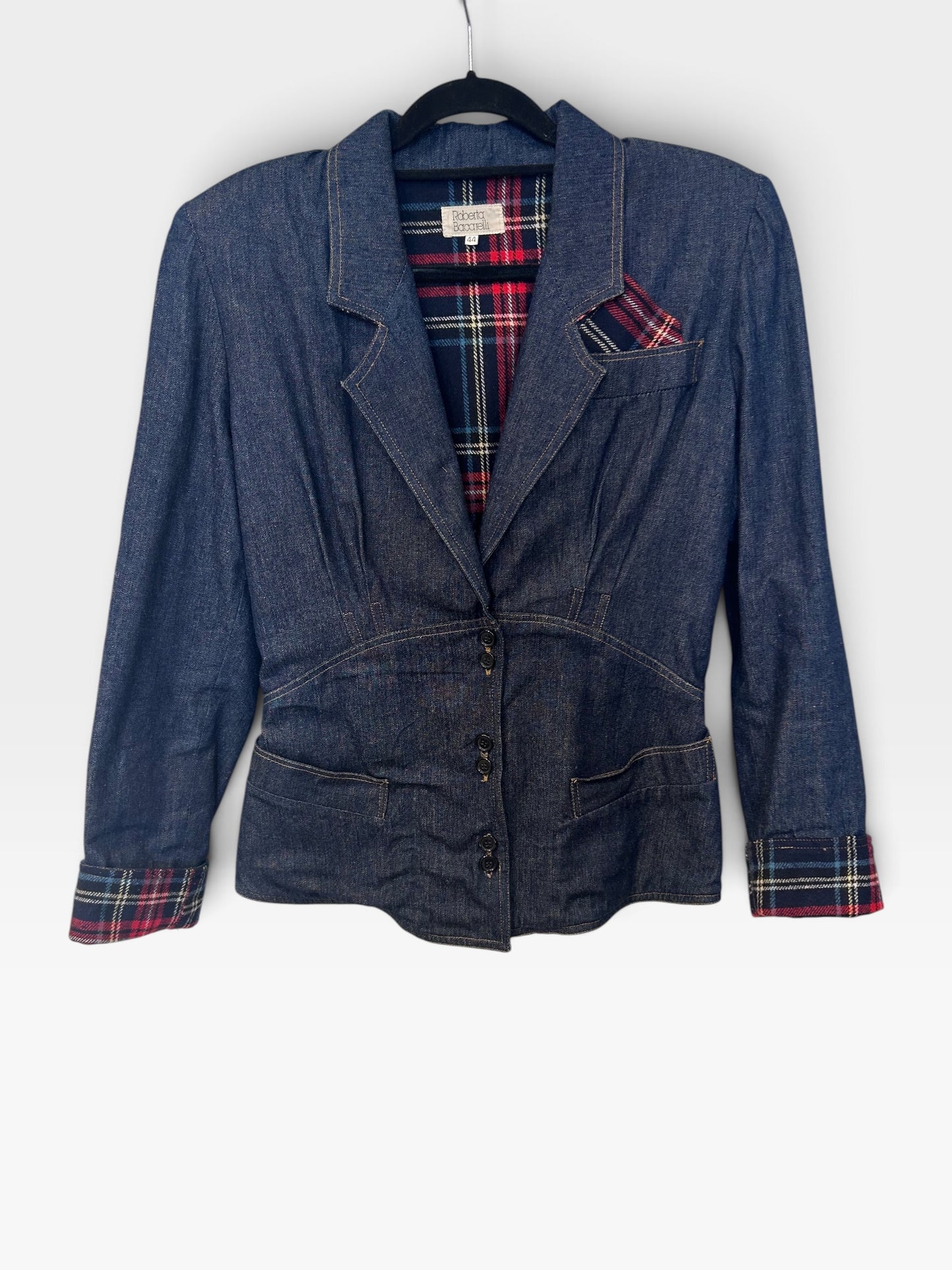 Vintage Roberta di Camerino Denim & Tartan Jacket| 1980s