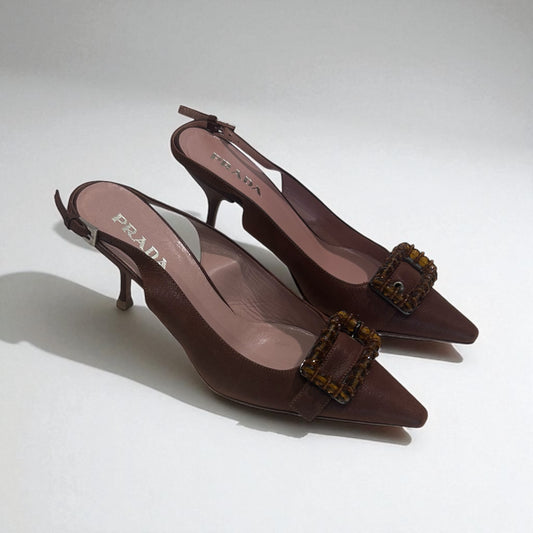 Vintage Prada leather mules