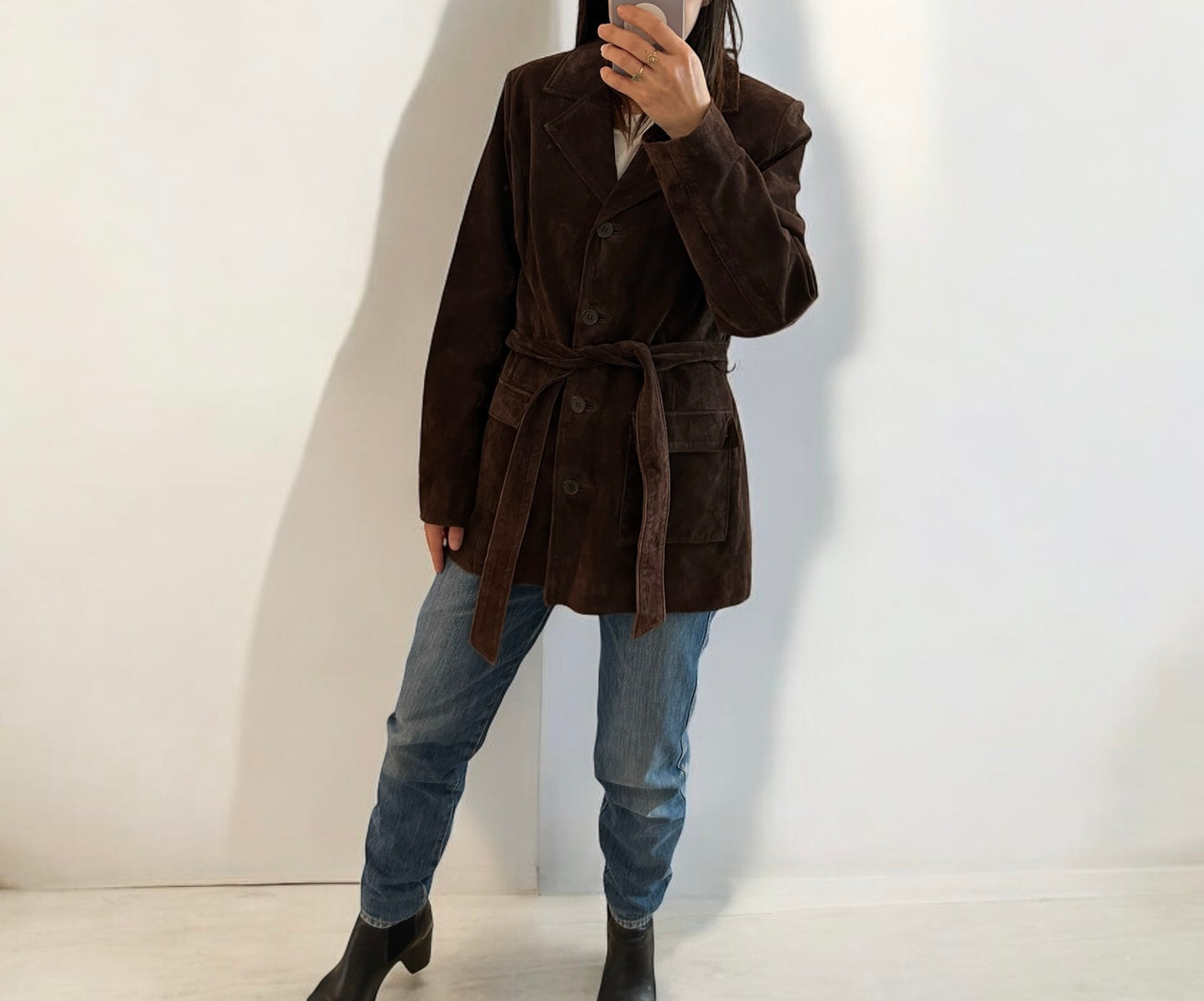 Vintage chocolate brown suede jacket