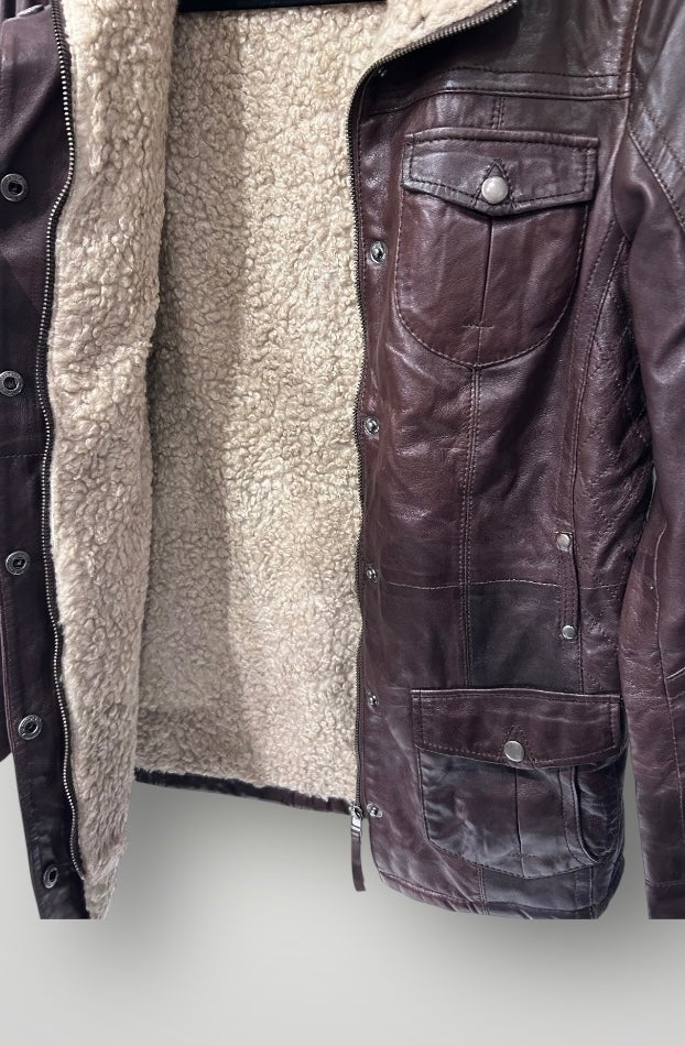 Fiorentino’s Brown Leather Jacket with Shearling Lining
