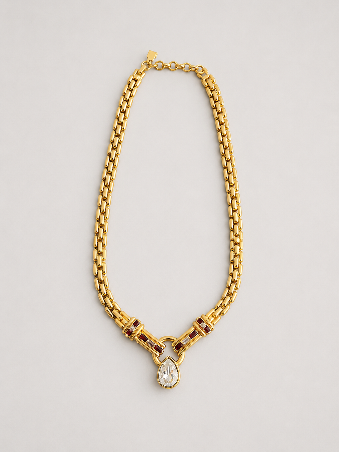 Rare Lanvin Gold-Plated Crystal Statement Necklace| 1990s