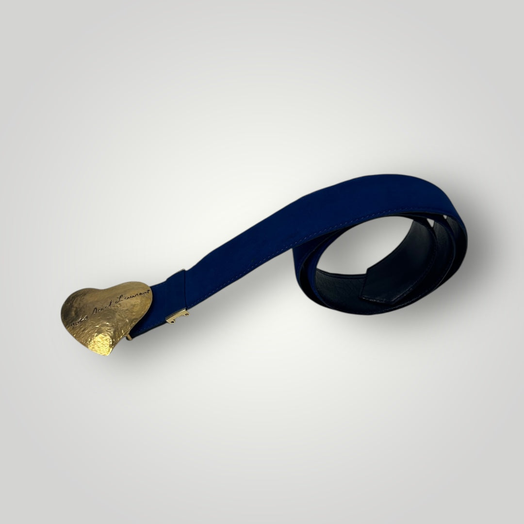 Vintage Yves Saint Laurent Heart Buckle Leather Belt