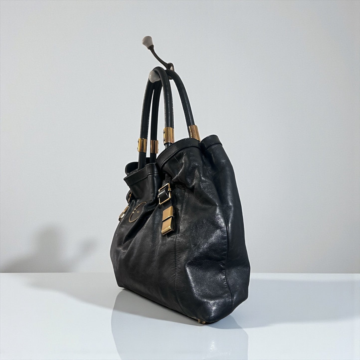 Vintage Chloé Black Leather Tote Bag