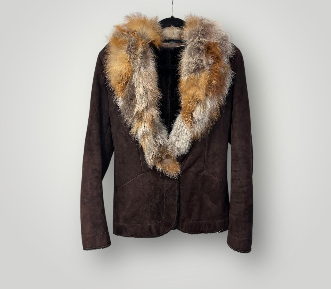 Vintage AMORESS Stockholm Suede Jacket with Fur Collar
