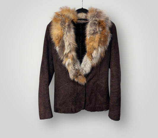 Vintage AMORESS Stockholm Suede Jacket with Fur Collar