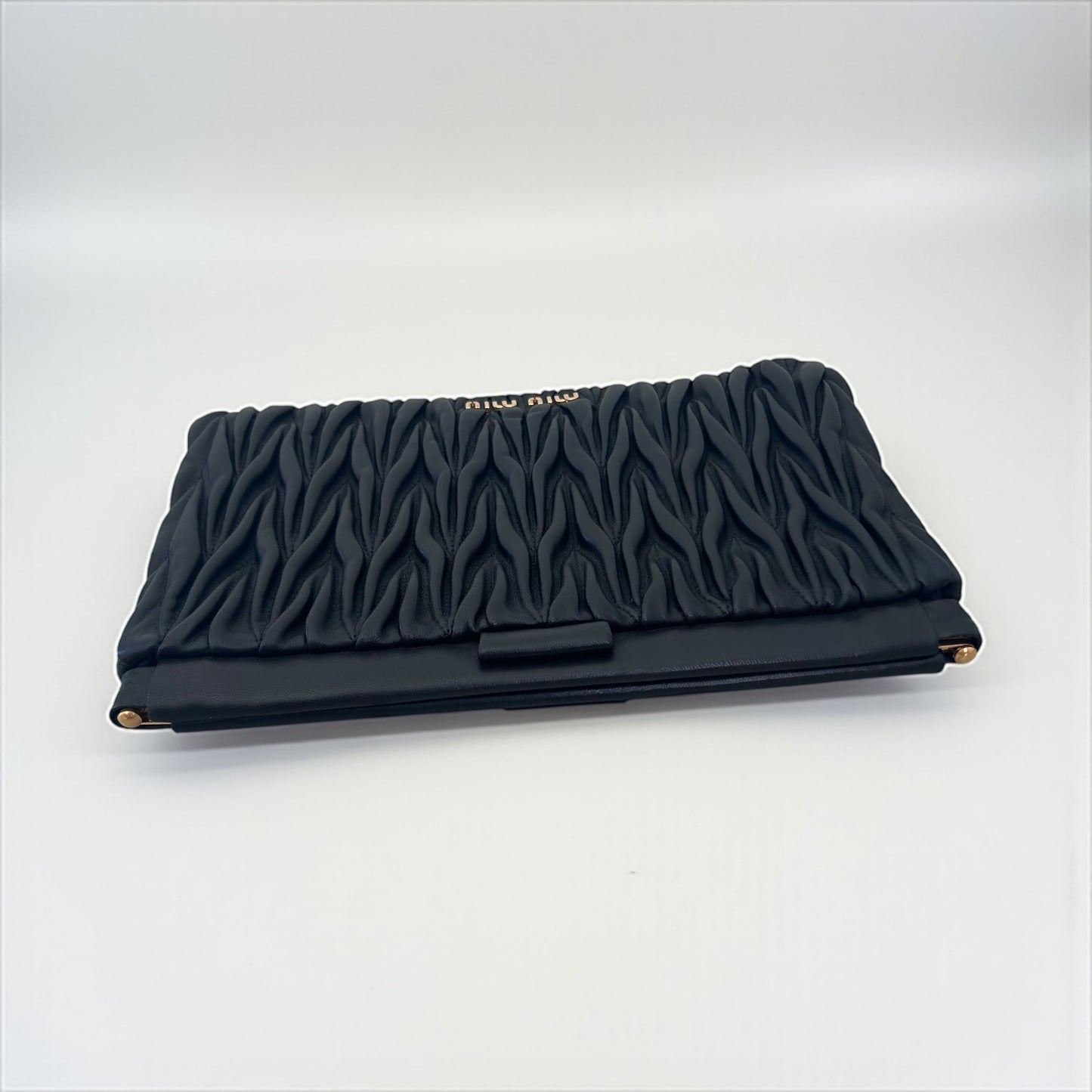 Miu Miu Black Matelassé Leather Clutch Bag