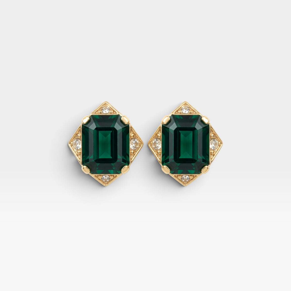 Vintage Nina Ricci Green Crystal Clip-On Earrings | 1990s