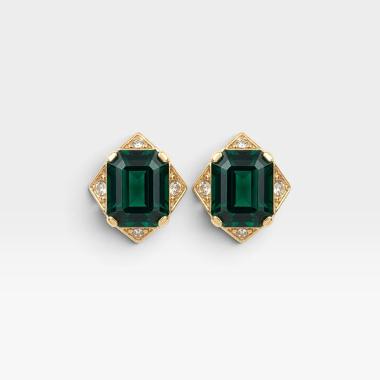 Vintage Nina Ricci Green Crystal Clip-On Earrings | 1990s