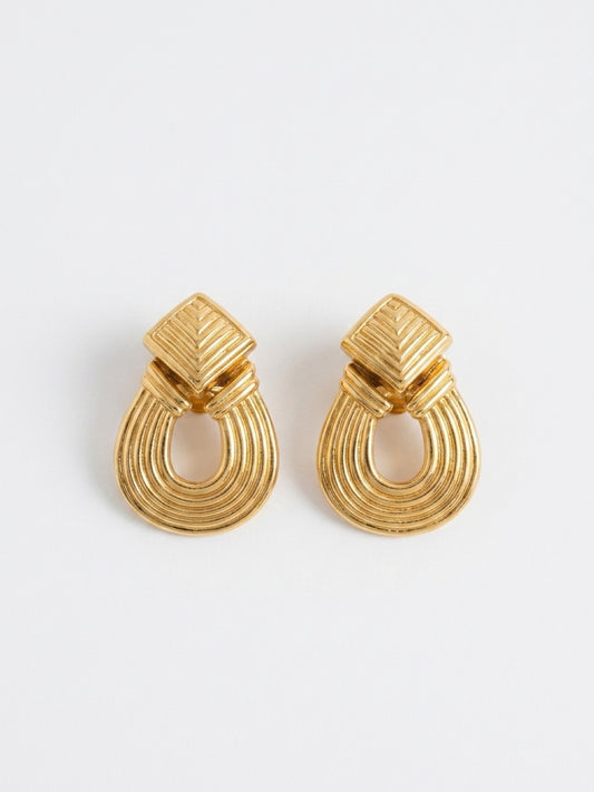 Vintage Gold-Plated Statement Clip-On Earring| 1980s